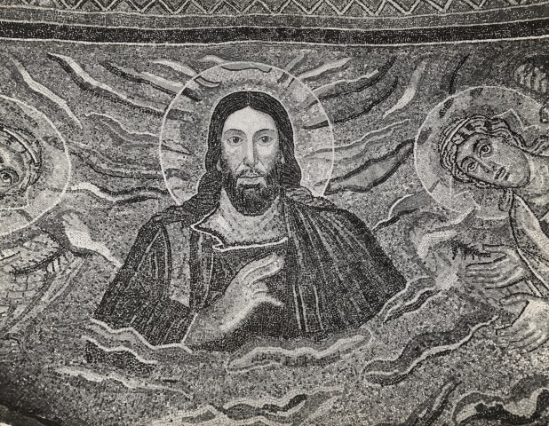 Zigrossi, Giuseppe — Anonimo romano sec. VII - Battistero lateranense, cappella di S. Venanzio, mosaico dell'abside: Cristo benedicente — particolare